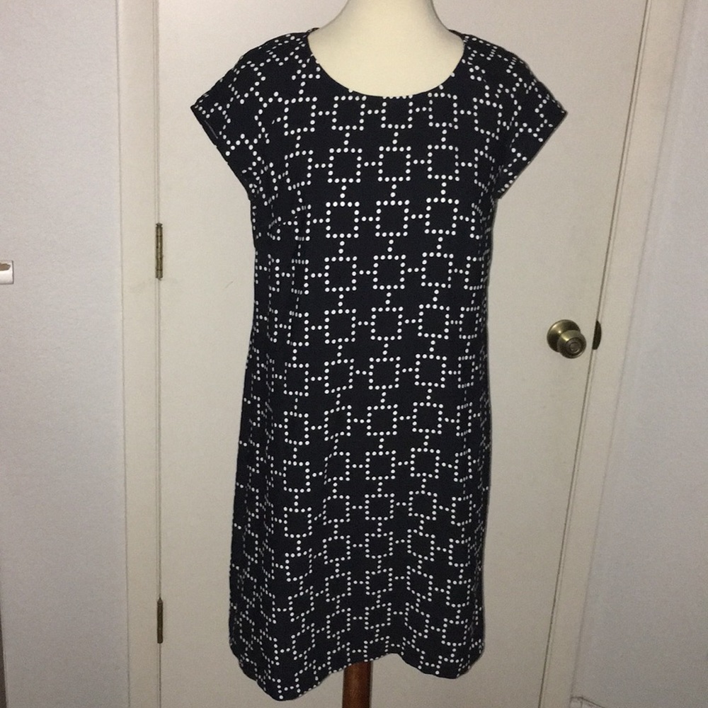 Merona Black and White Geometric Shift Dress Sz M